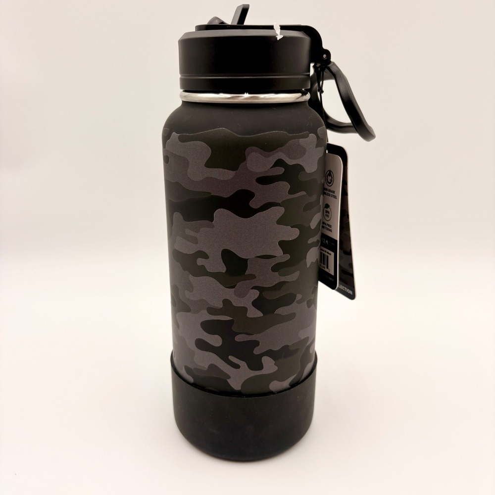 Hydrapeak 32oz Urban Stealth Insulate Water Bottle Black Camo Artisan Sport Boot